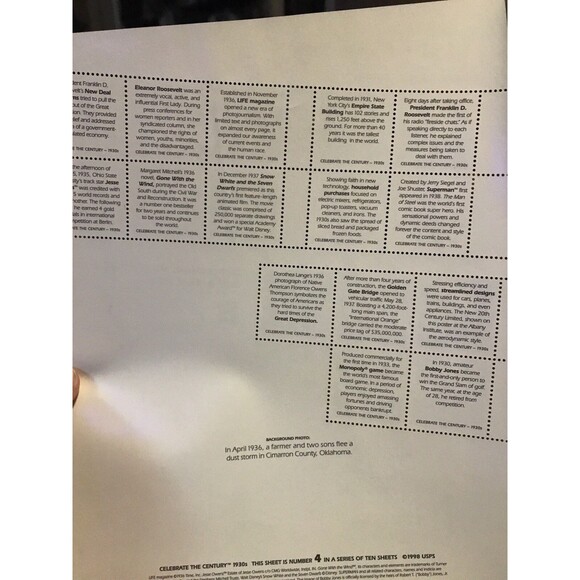 Scott # 3185 - US Souvenir Sheet Of 15 - Celebrate The 1930's - MNH - 1998 - Picture 5 of 6